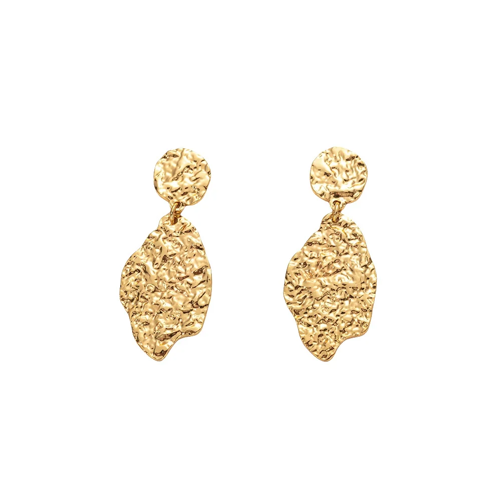 Wholesale Stainless Steel Electroplated Irregular Embossed Fashion Ol Women's Earrings - Image 5