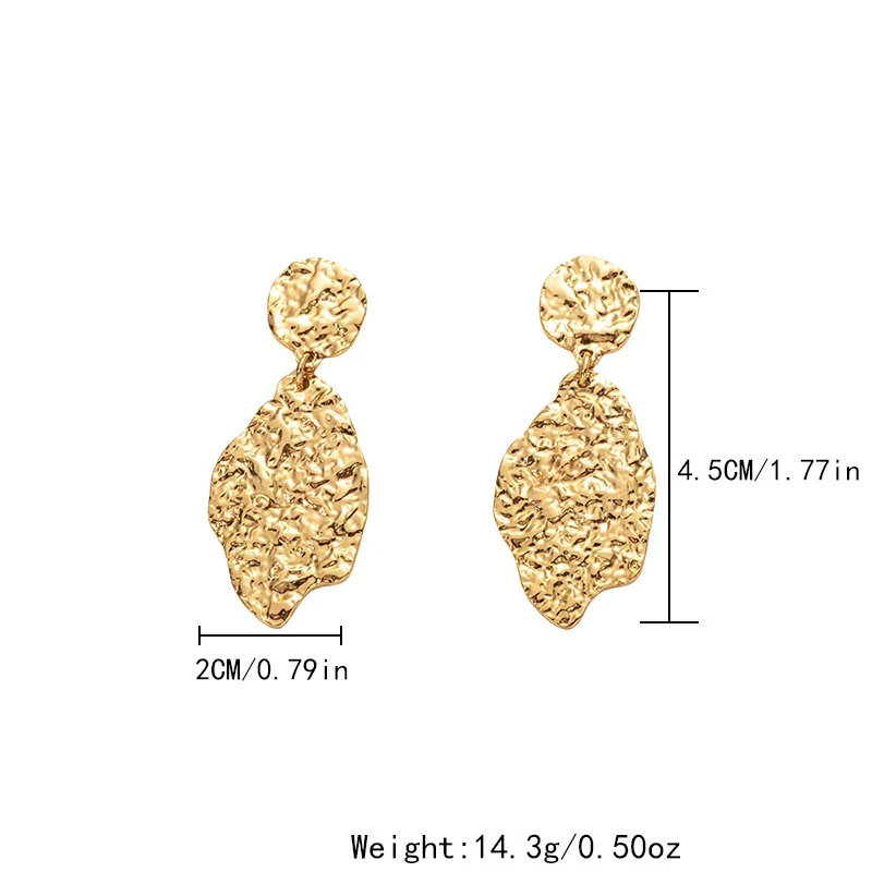Wholesale Stainless Steel Electroplated Irregular Embossed Fashion Ol Women's Earrings - Image 6
