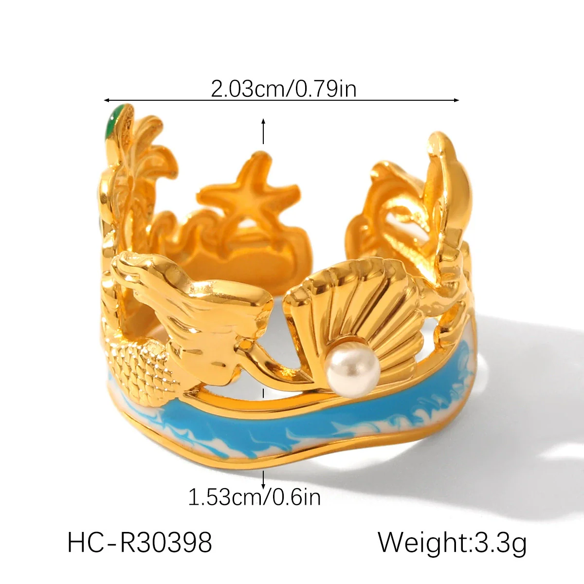 Wholesale Stainless Steel Electroplated Marine Life And Coconut Tree Open Bracelet Jewelry - Image 11