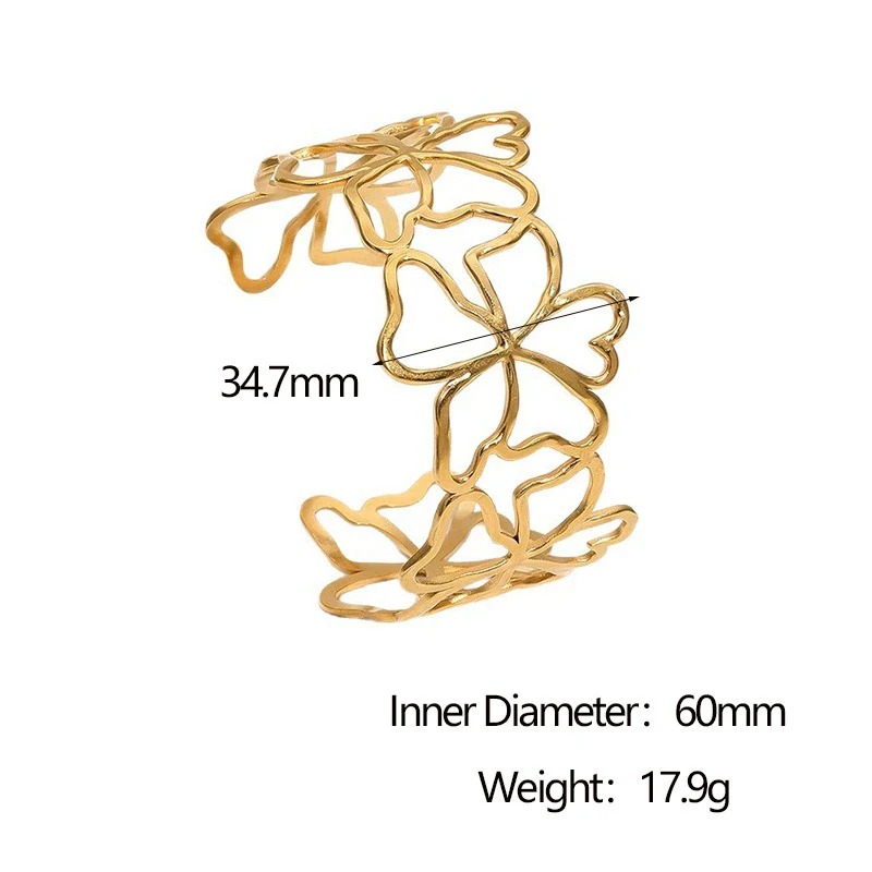 Wholesale Stainless Steel Electroplated Open Bracelet With Hollow Flower Design Simple Style Accessories - Image 5