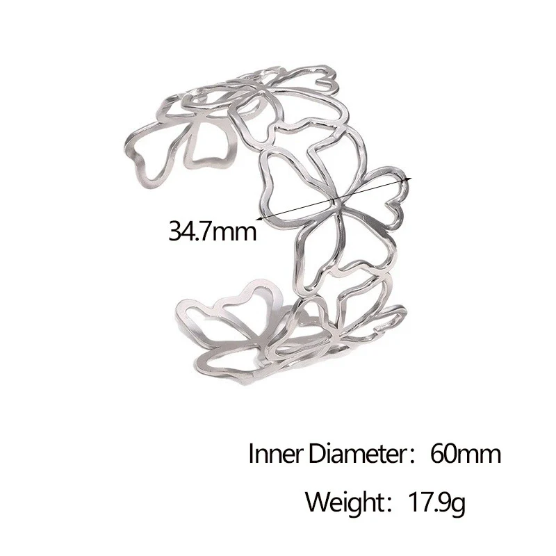 Wholesale Stainless Steel Electroplated Open Bracelet With Hollow Flower Design Simple Style Accessories - Image 6