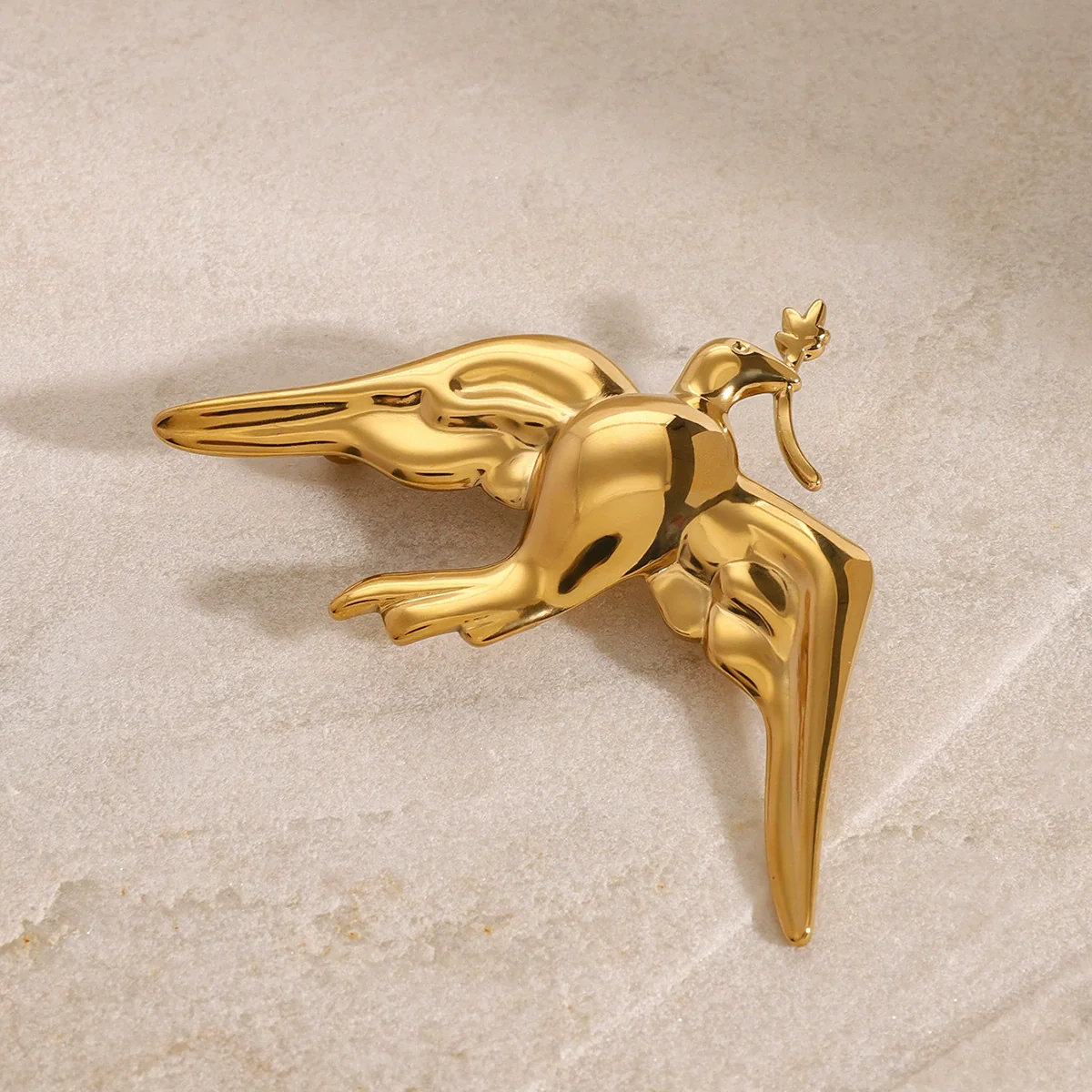 Wholesale Stainless Steel Electroplated Peace Dove Retro Brooch Women's Jewelry - Image 3
