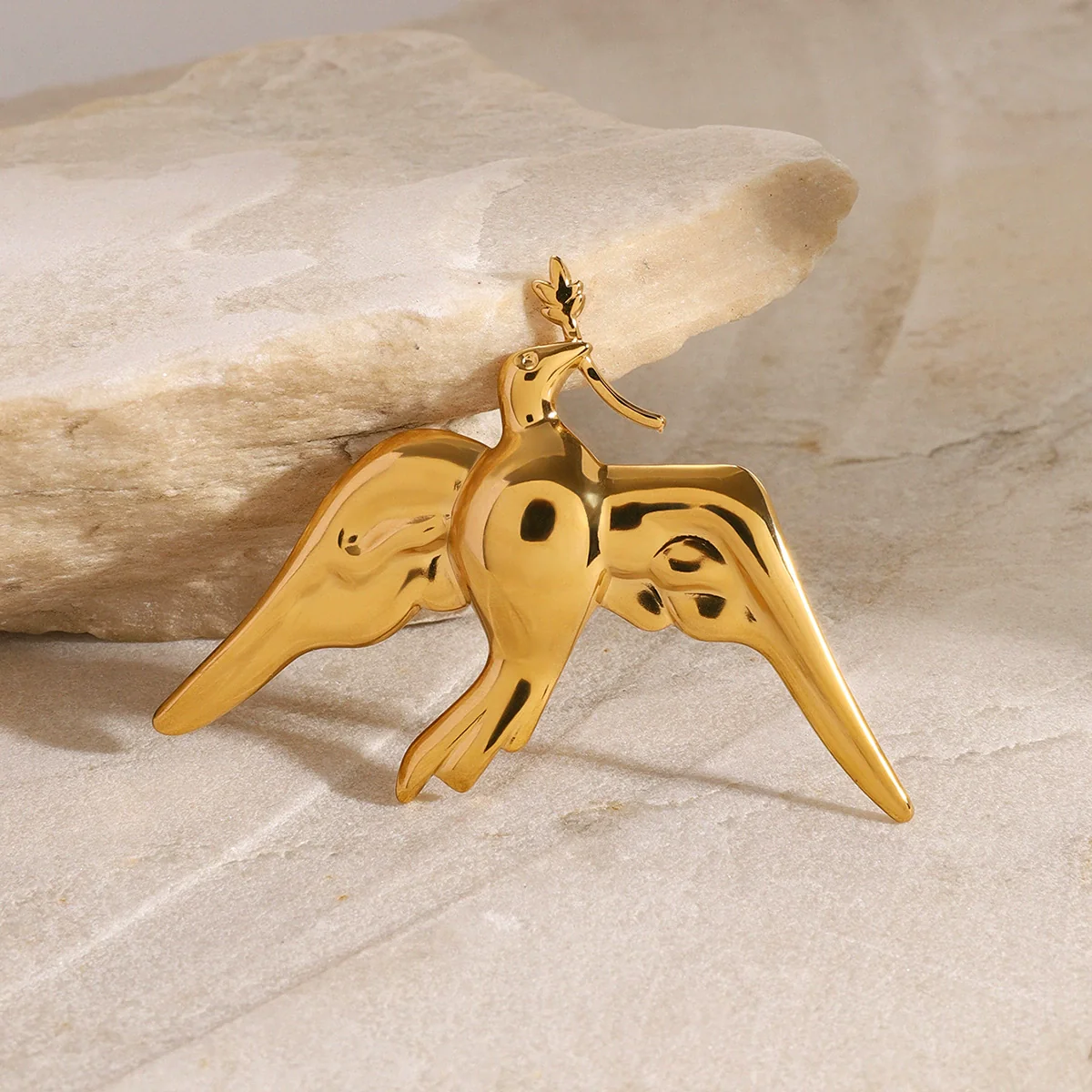 Wholesale Stainless Steel Electroplated Peace Dove Retro Brooch Women's Jewelry - Image 4