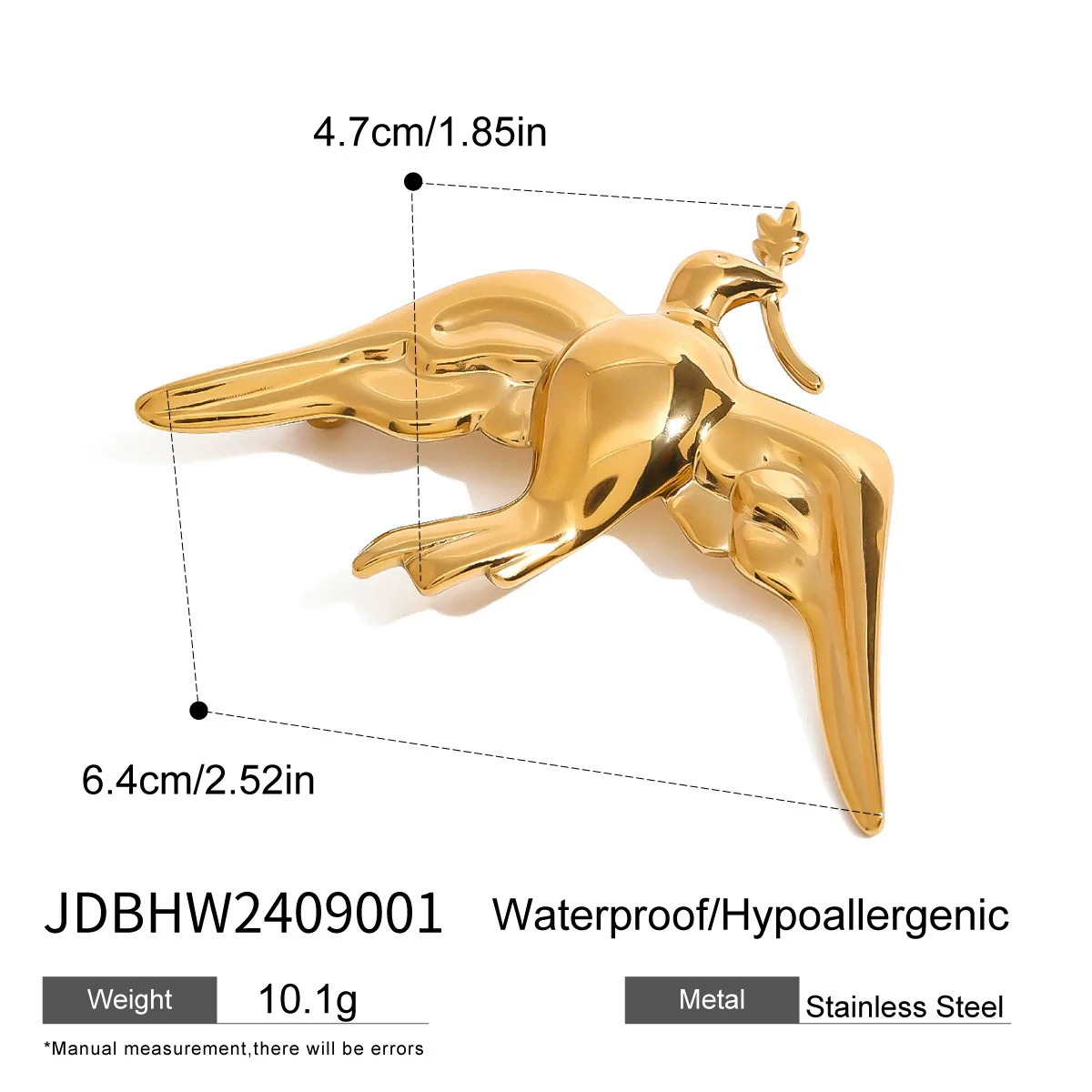 Wholesale Stainless Steel Electroplated Peace Dove Retro Brooch Women's Jewelry - Image 6