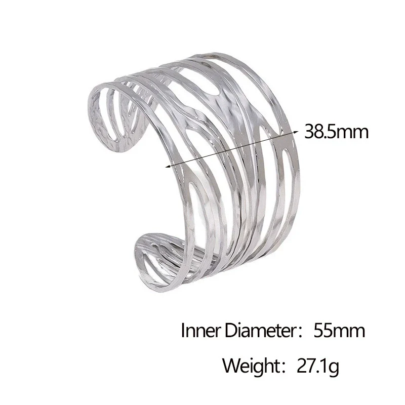 Wholesale Stainless Steel Electroplated Simple Geometric Open Bracelet Jewelry - Image 6