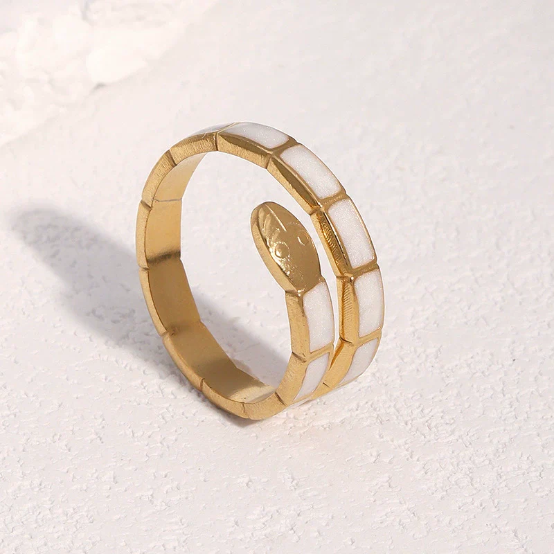 Wholesale Stainless Steel Electroplated Snakeshaped Animal Zodiac Open Ring Women's Jewelry - Image 3
