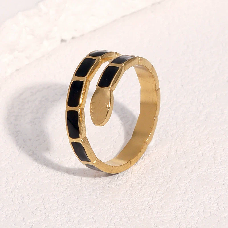 Wholesale Stainless Steel Electroplated Snakeshaped Animal Zodiac Open Ring Women's Jewelry - Image 4