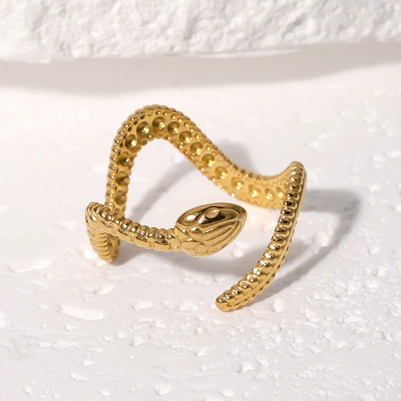 Wholesale Stainless Steel Electroplated Snakeshaped Zodiac Open Ring Women's Jewelry - Image 2
