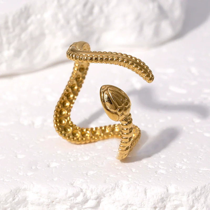 Wholesale Stainless Steel Electroplated Snakeshaped Zodiac Open Ring Women's Jewelry - Image 4