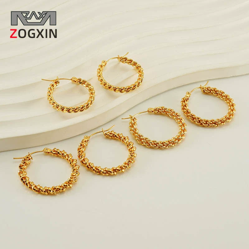 Wholesale 316L Stainless Steel Exaggerated Geometric Round Twist Earrings For Women
