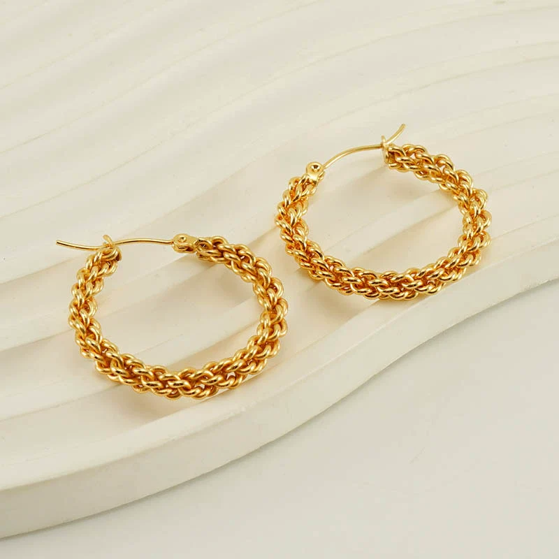 Wholesale 316L Stainless Steel Exaggerated Geometric Round Twist Earrings For Women - Image 3