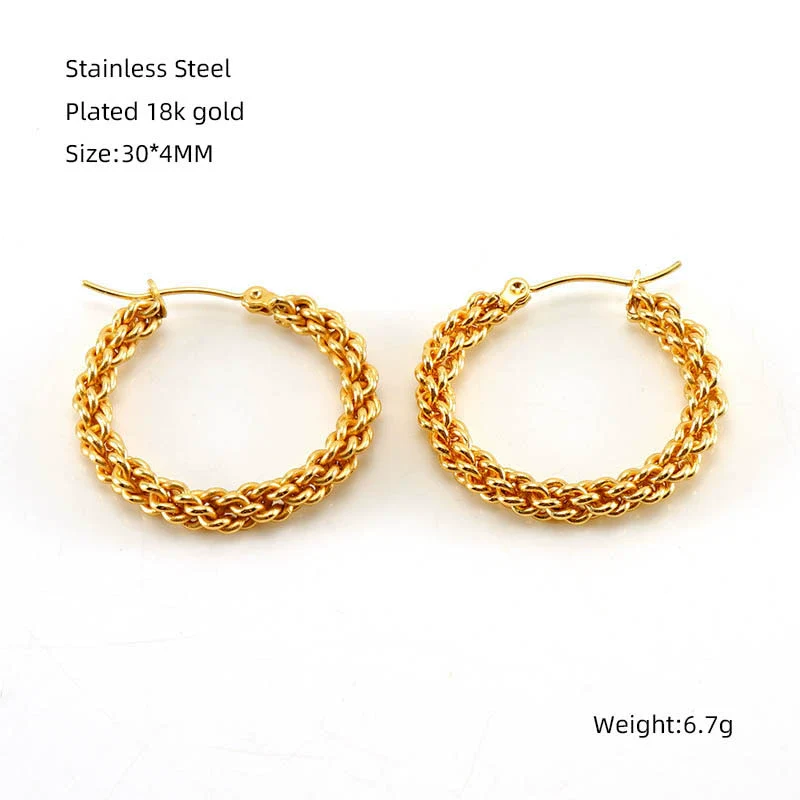 Wholesale 316L Stainless Steel Exaggerated Geometric Round Twist Earrings For Women - Image 7