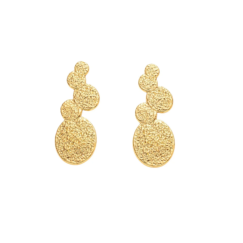 Wholesale Stainless Steel Fashion Geometric Electroplating Round Stitching Earrings For Women - Image 5