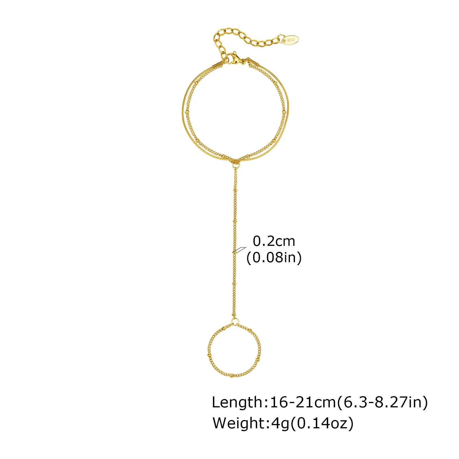 Wholesale Stainless Steel Fashion Hand Support Round Snake Chain Double Layer Overlapping Gold Plated Bracelet For Women - Image 6