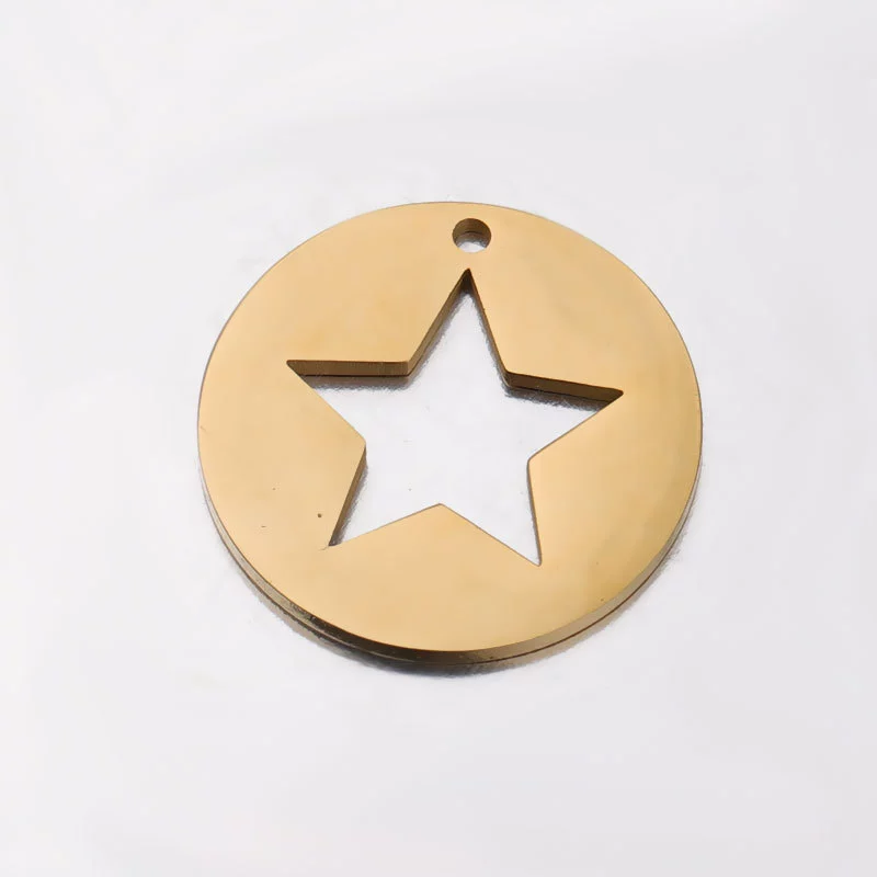 Wholesale Stainless Steel Fivepointed Star Geometric Diy Handmade Fine Polished Jewelry Accessories Necklace Pendant - Image 4