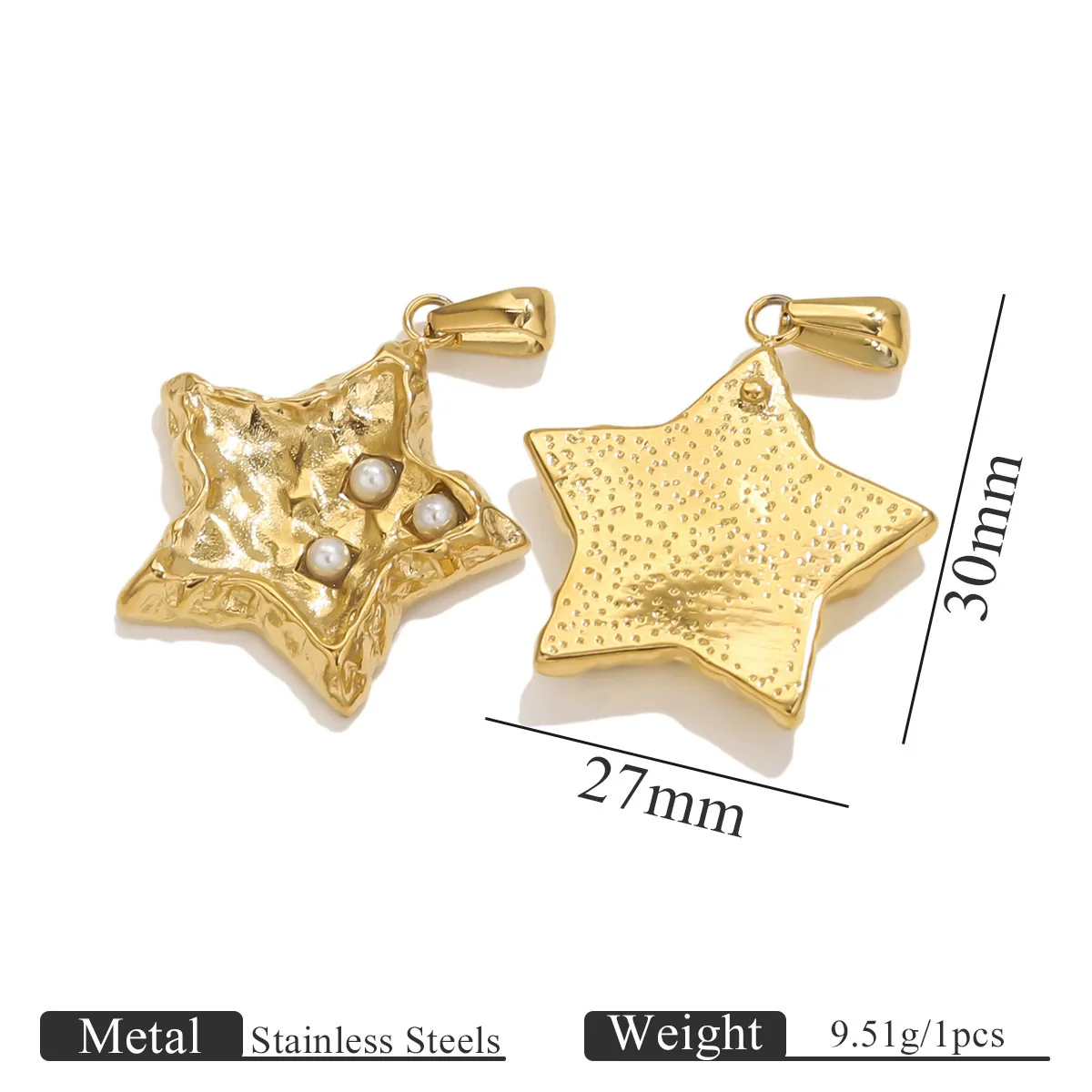 Wholesale Stainless Steel Fivepointed Star Heartshaped Pearl Pendant Jewelry Accessories With Electroplating - Image 11