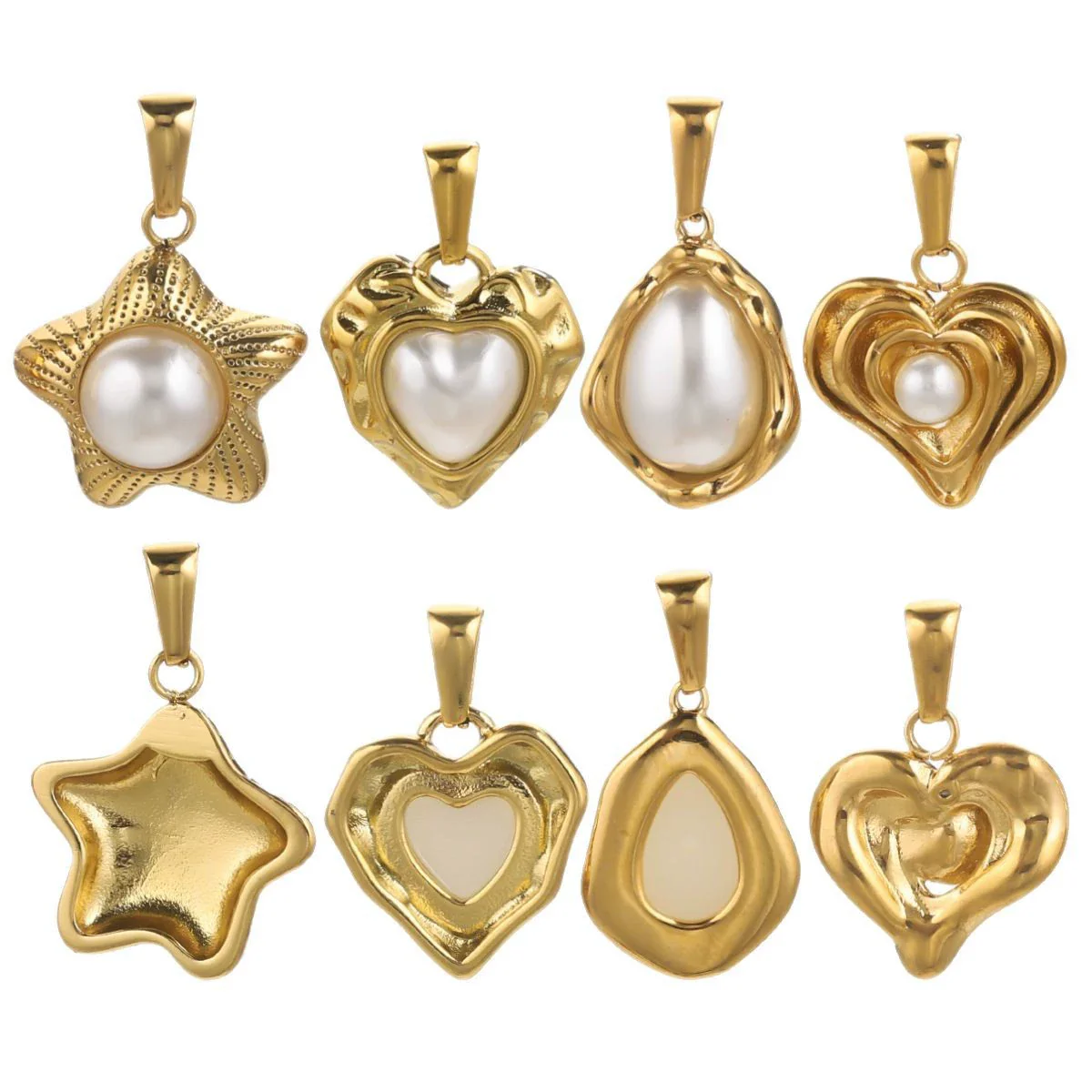 Wholesale Stainless Steel Fivepointed Star Heartshaped Pearl Pendant Jewelry Accessories With Electroplating - Image 5