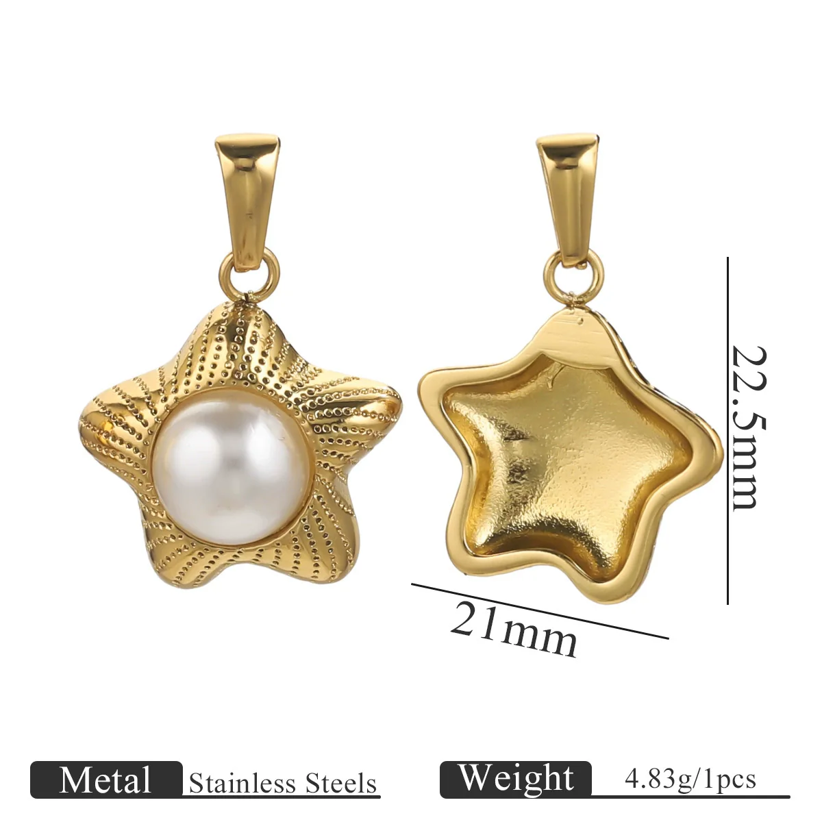Wholesale Stainless Steel Fivepointed Star Heartshaped Pearl Pendant Jewelry Accessories With Electroplating - Image 7