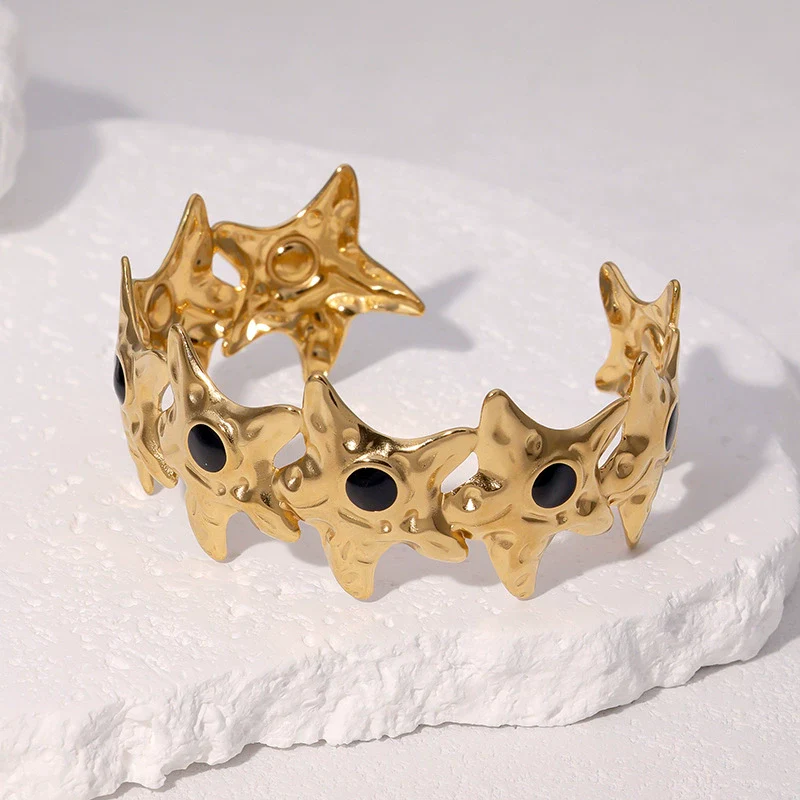Wholesale Stainless Steel Fivepointed Star Open Bracelet Electroplated Jewelry For Women - Image 4