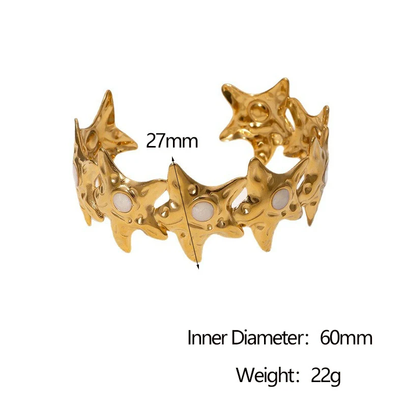 Wholesale Stainless Steel Fivepointed Star Open Bracelet Electroplated Jewelry For Women - Image 6