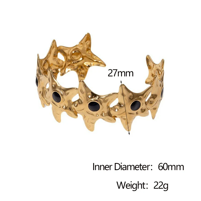 Wholesale Stainless Steel Fivepointed Star Open Bracelet Electroplated Jewelry For Women - Image 8