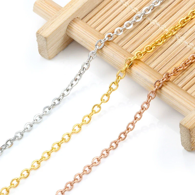 Wholesale Stainless Steel Flat Cross Chain Jewelry For Men And Women Electroplated Bracelet Necklace Diy Chain - Image 4