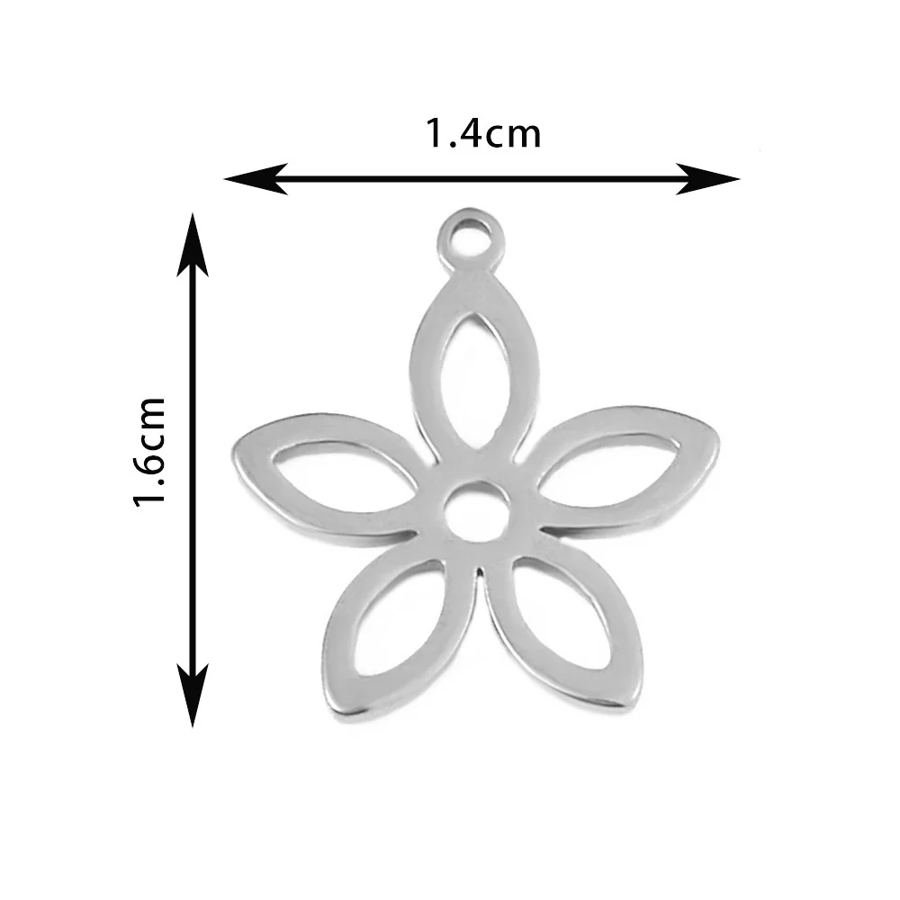 Wholesale Stainless Steel Floral Jewelry Accessories Pendant With Electroplating Hollow Rose Four Leaf Clover Tree Leaves Design - Image 16