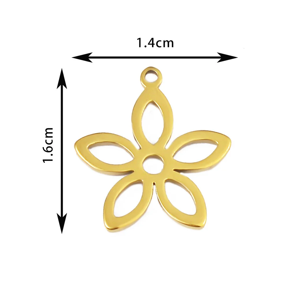 Wholesale Stainless Steel Floral Jewelry Accessories Pendant With Electroplating Hollow Rose Four Leaf Clover Tree Leaves Design - Image 17