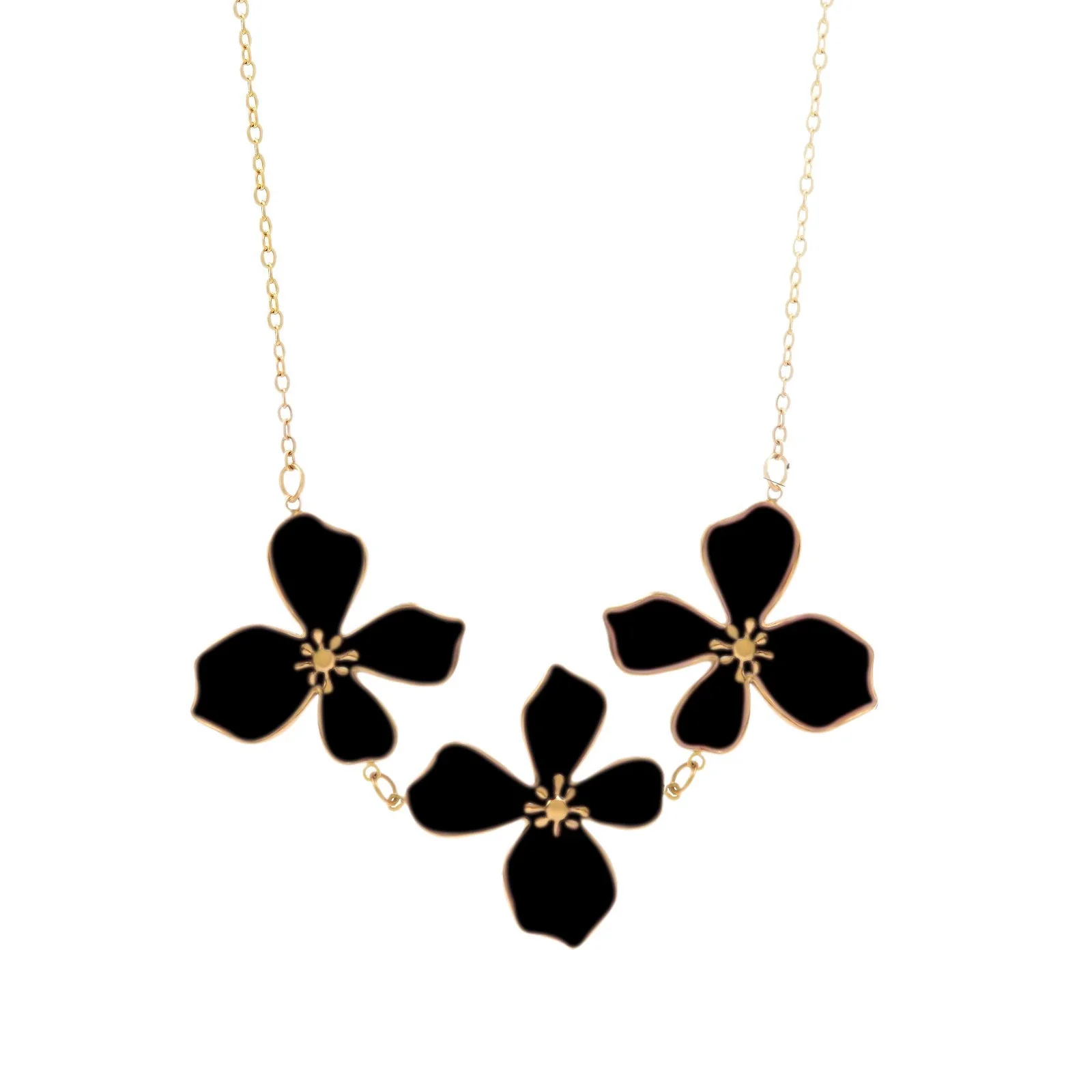 Wholesale Stainless Steel Floral Oil Dripping Jewelry Set For Women Necklace And Bracelet - Image 5