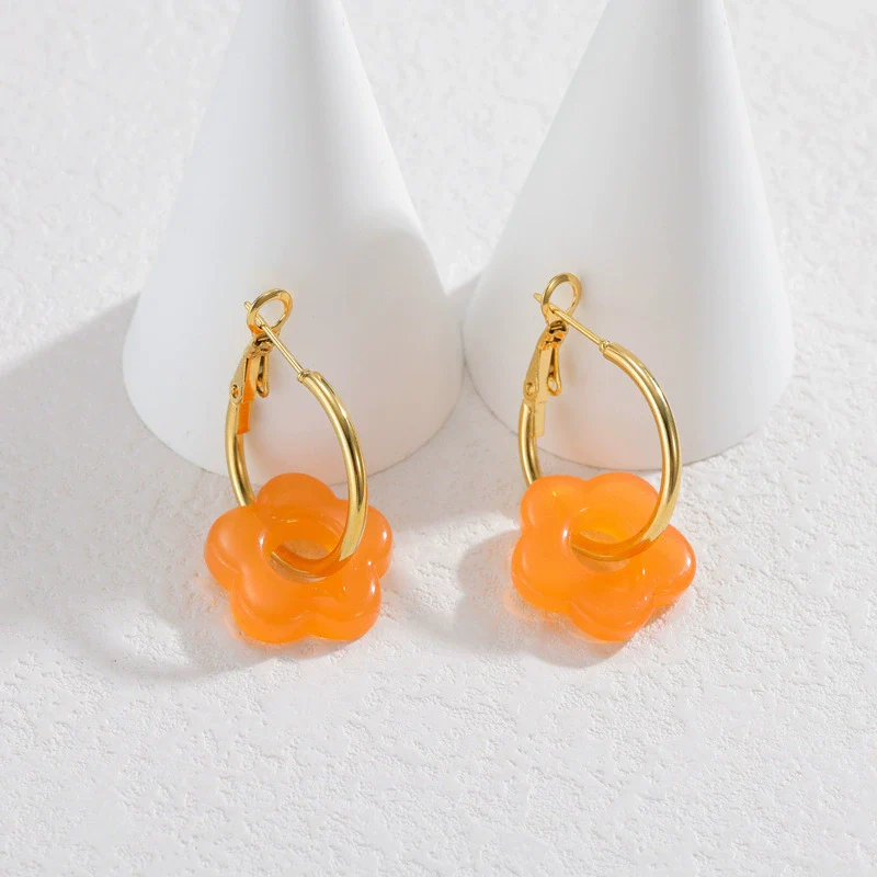 Wholesale Stainless Steel Floral Tassel Earrings Light Luxury Electroplated For Women - Image 2