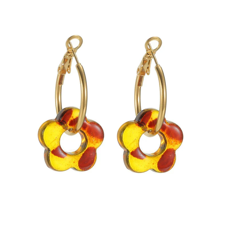 Wholesale Stainless Steel Floral Tassel Earrings Light Luxury Electroplated For Women - Image 5