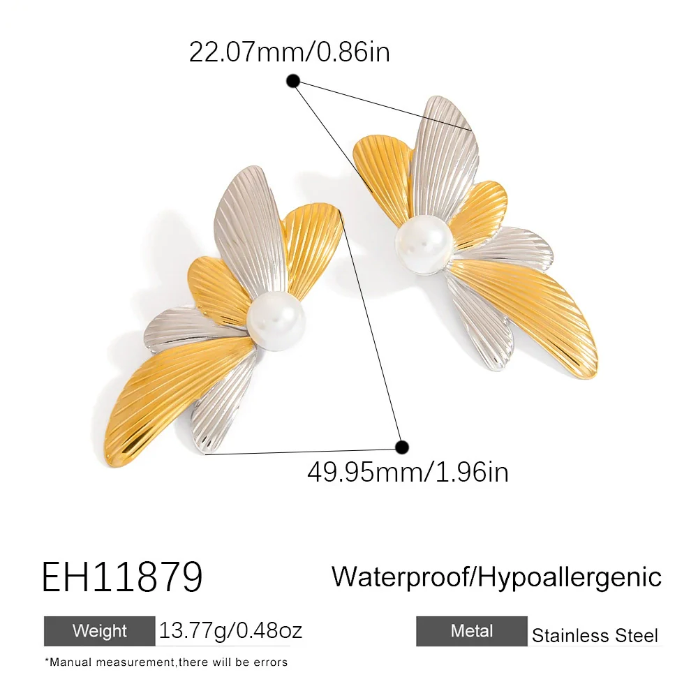 Wholesale Stainless Steel Flower Disc Earrings Electroplated Light Luxury Highend Women's Jewelry Gold And Silver Color Matching Nonfading - Image 6