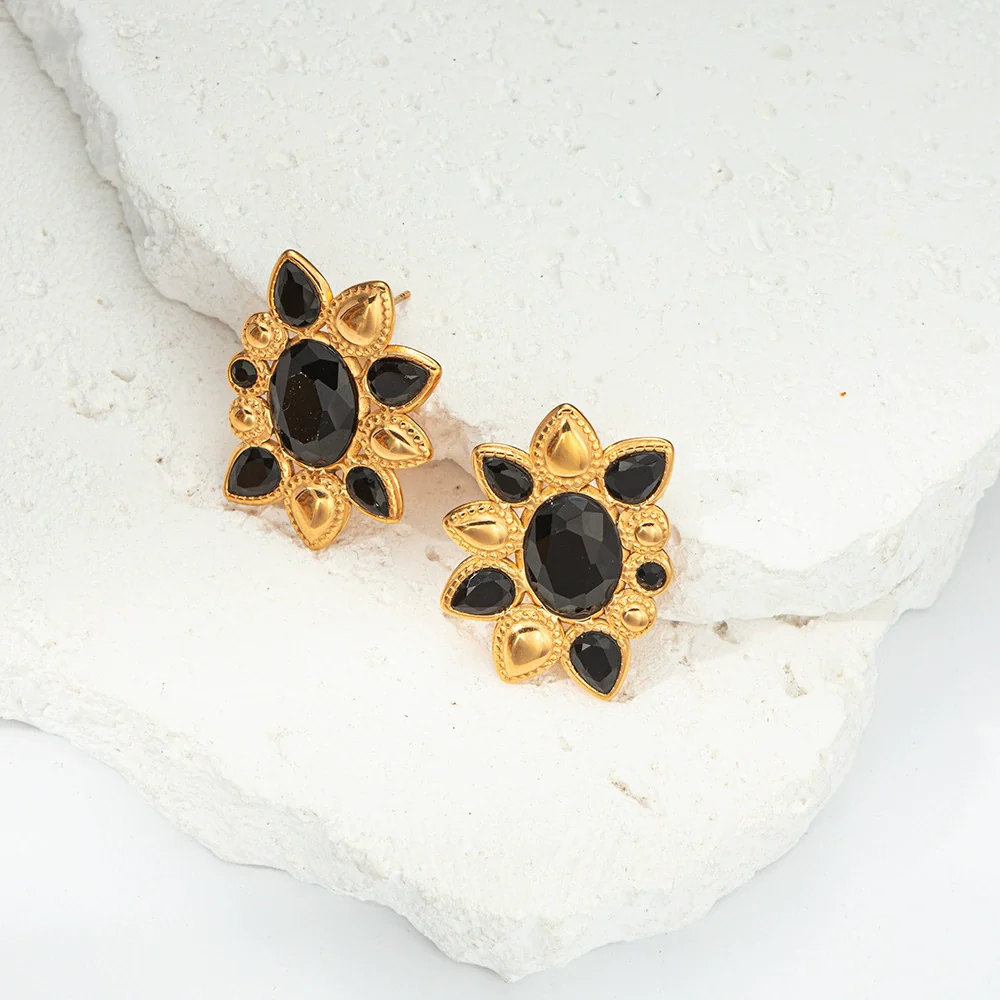 Wholesale Stainless Steel Flower Earrings Electroplated For Women Fashion Style - Image 3