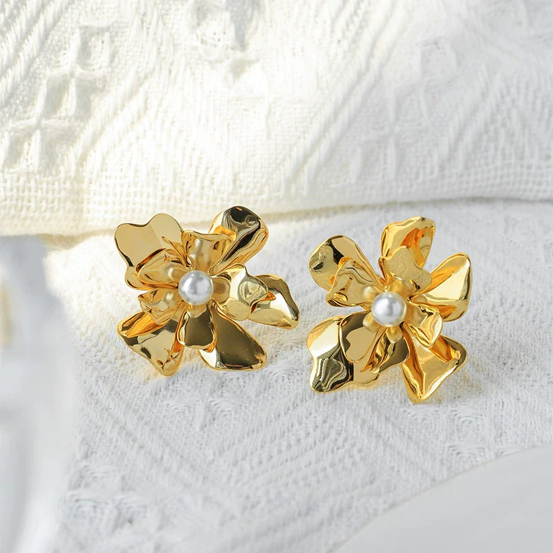 Wholesale Stainless Steel Flower Open Ring For Women Electroplated Heavy Industry Style - Image 3
