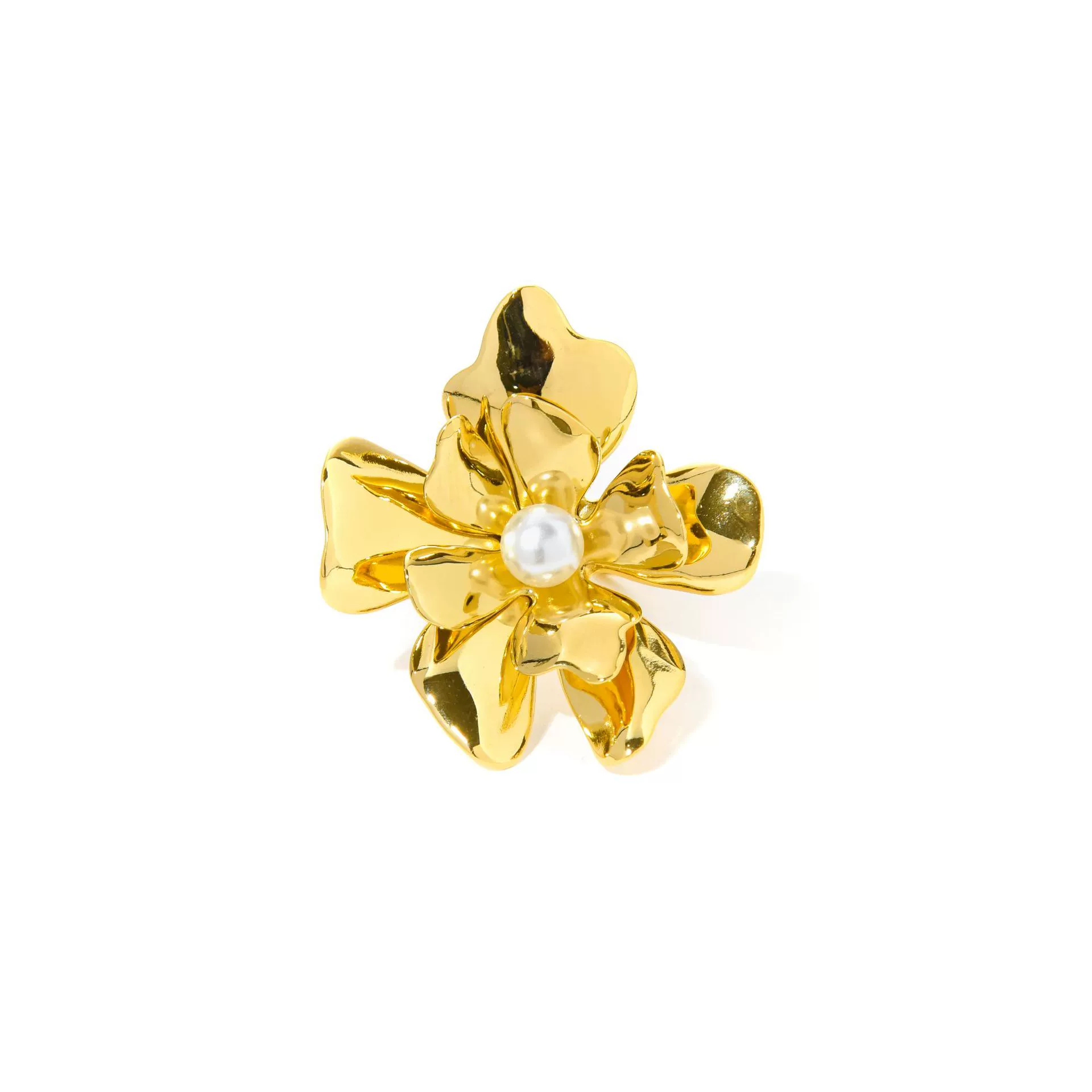 Wholesale Stainless Steel Flower Open Ring For Women Electroplated Heavy Industry Style - Image 5