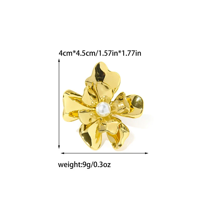 Wholesale Stainless Steel Flower Open Ring For Women Electroplated Heavy Industry Style - Image 6