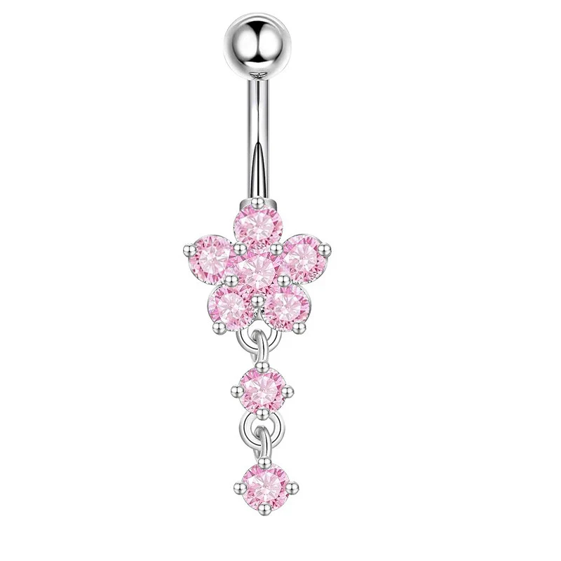 Wholesale Stainless Steel Flowershaped Belly Button Ring With Electroplating And Multicolor Zircon Jewelry - Image 5