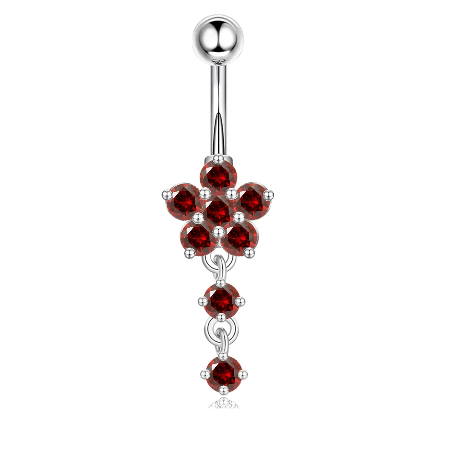 Wholesale Stainless Steel Flowershaped Belly Button Ring With Electroplating And Multicolor Zircon Jewelry - Image 7