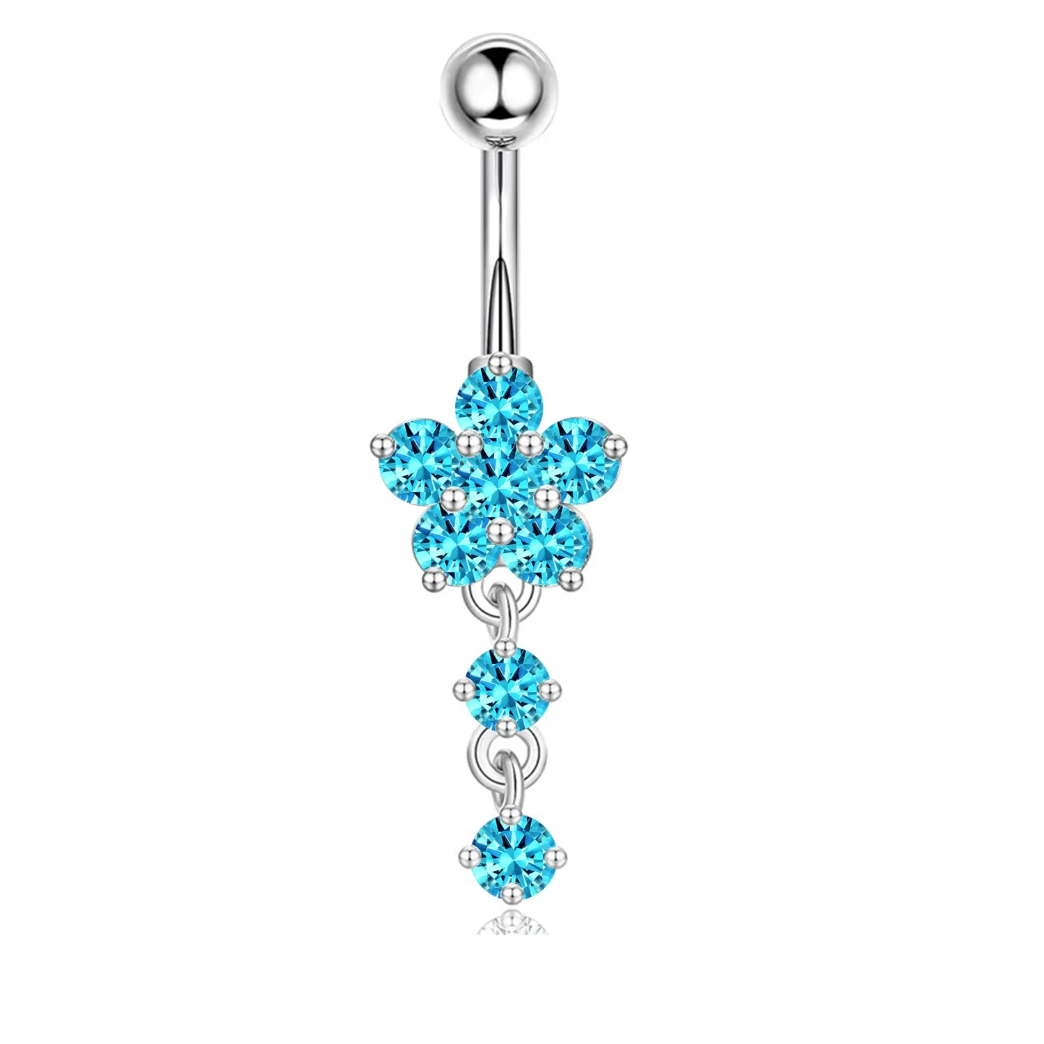 Wholesale Stainless Steel Flowershaped Belly Button Ring With Electroplating And Multicolor Zircon Jewelry - Image 8