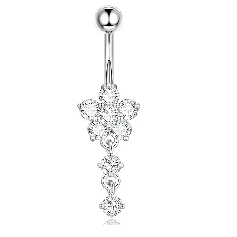Wholesale Stainless Steel Flowershaped Belly Button Ring With Electroplating And Multicolor Zircon Jewelry - Image 9