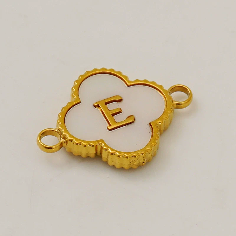 Wholesale 316L Stainless Steel Four Leaf Clover And English Letter Pendant Accessories With Electroplating For Bracelets - Image 10