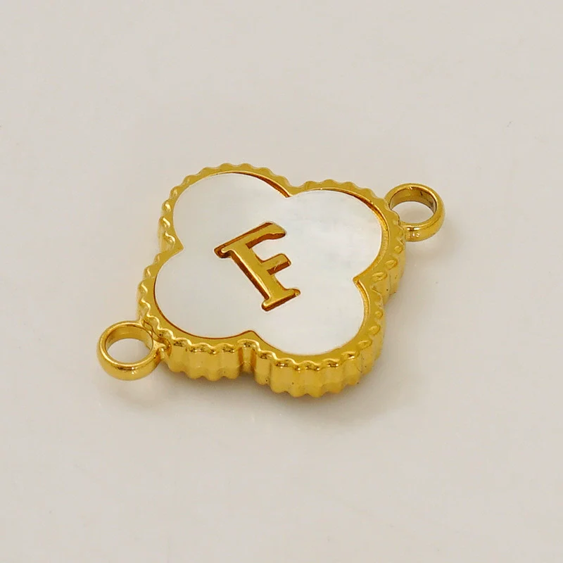 Wholesale 316L Stainless Steel Four Leaf Clover And English Letter Pendant Accessories With Electroplating For Bracelets - Image 11