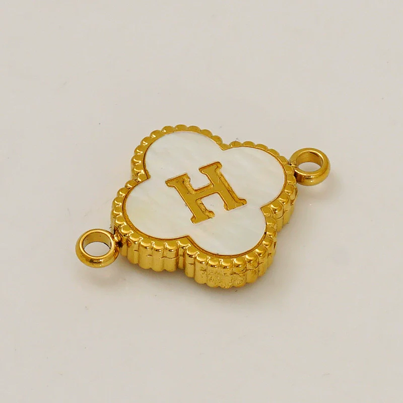 Wholesale 316L Stainless Steel Four Leaf Clover And English Letter Pendant Accessories With Electroplating For Bracelets - Image 13