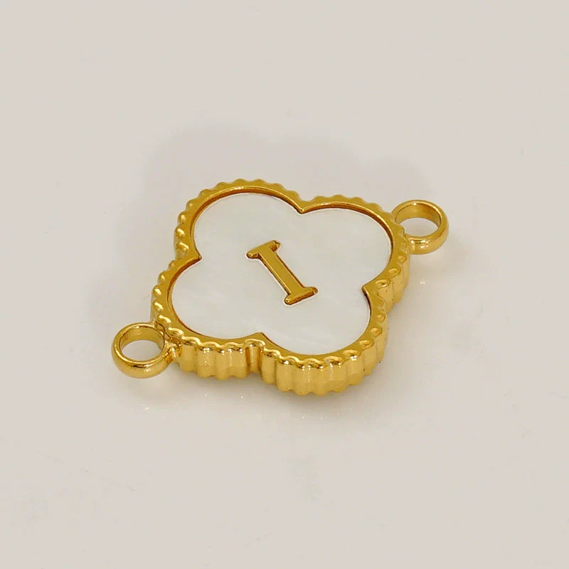 Wholesale 316L Stainless Steel Four Leaf Clover And English Letter Pendant Accessories With Electroplating For Bracelets - Image 14