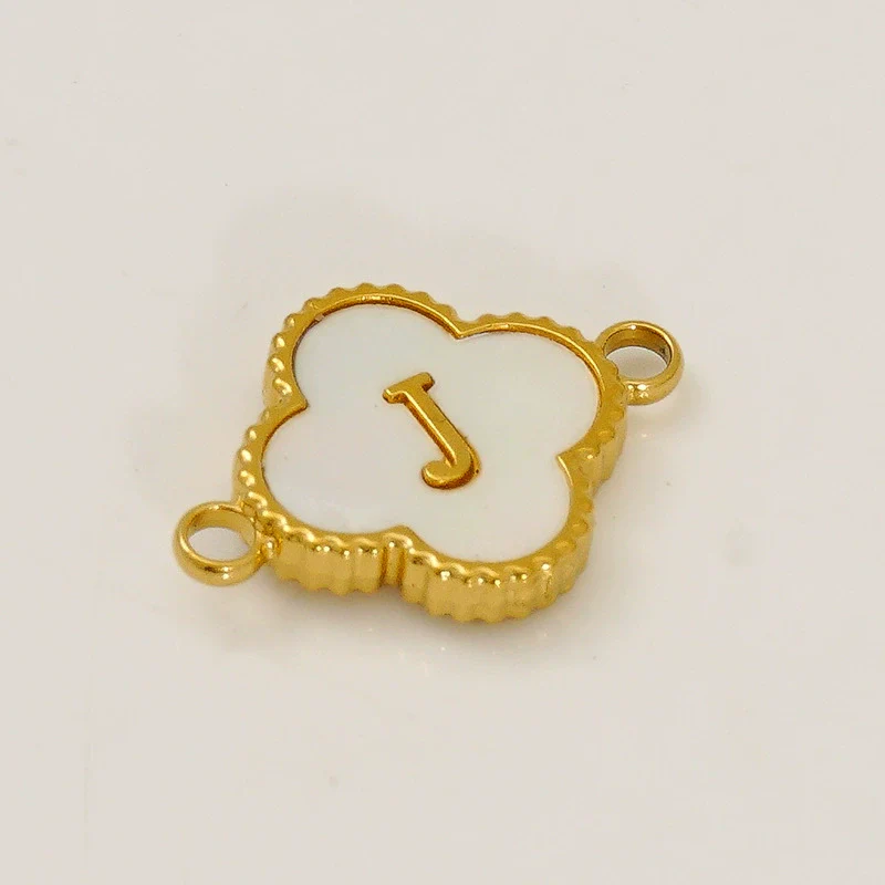 Wholesale 316L Stainless Steel Four Leaf Clover And English Letter Pendant Accessories With Electroplating For Bracelets - Image 15