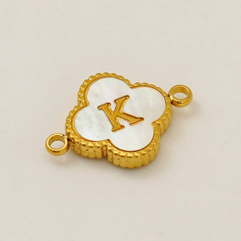 Wholesale 316L Stainless Steel Four Leaf Clover And English Letter Pendant Accessories With Electroplating For Bracelets - Image 16