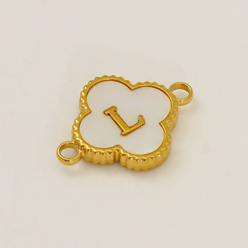 Wholesale 316L Stainless Steel Four Leaf Clover And English Letter Pendant Accessories With Electroplating For Bracelets - Image 17