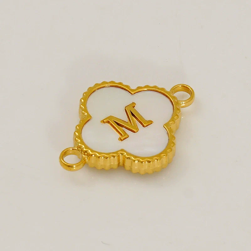 Wholesale 316L Stainless Steel Four Leaf Clover And English Letter Pendant Accessories With Electroplating For Bracelets - Image 18