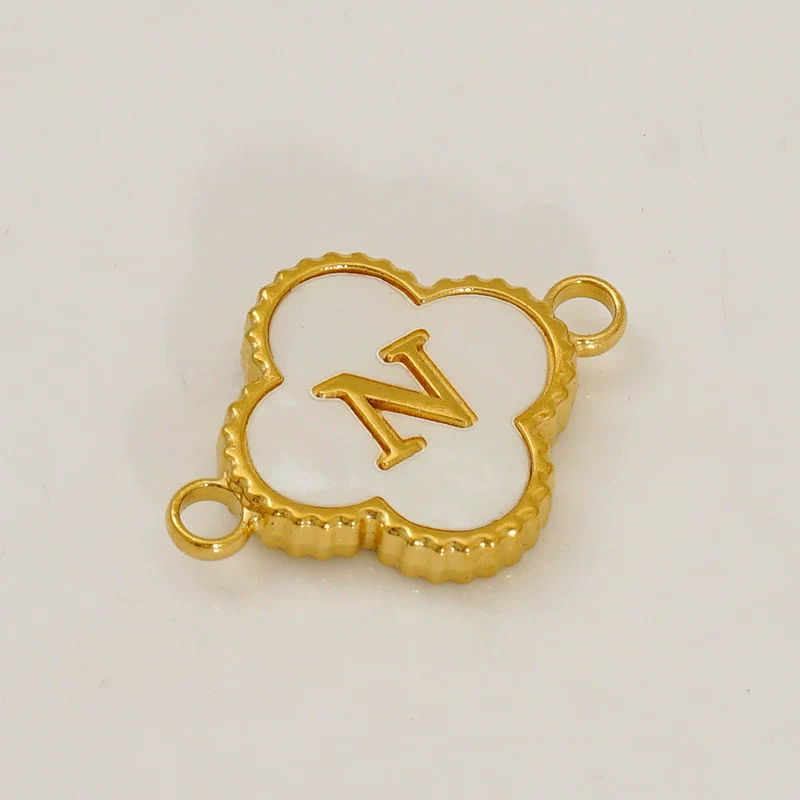 Wholesale 316L Stainless Steel Four Leaf Clover And English Letter Pendant Accessories With Electroplating For Bracelets - Image 19