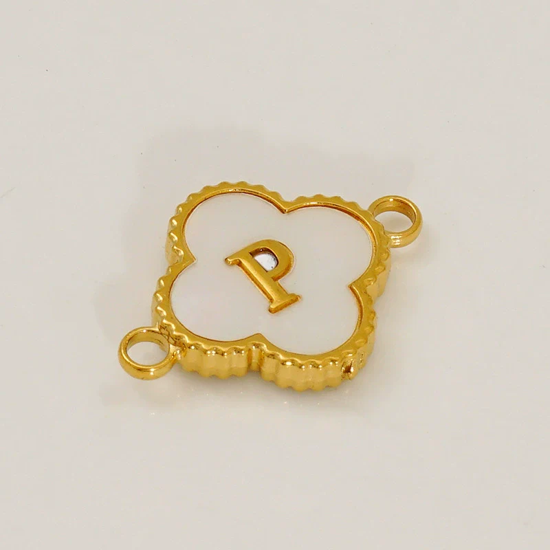 Wholesale 316L Stainless Steel Four Leaf Clover And English Letter Pendant Accessories With Electroplating For Bracelets - Image 21